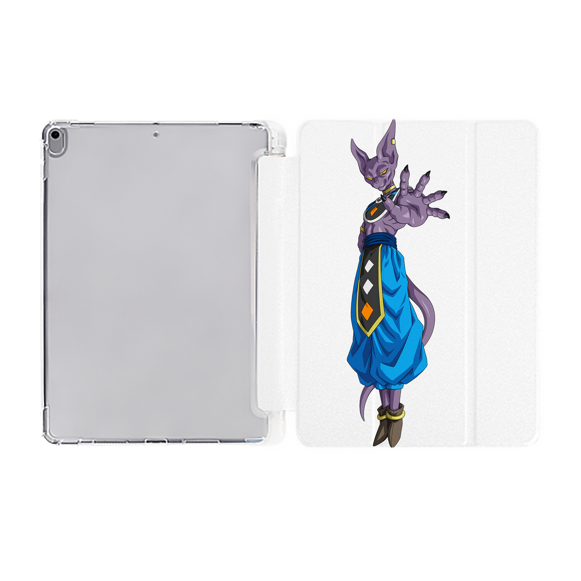 （画像用） ドラゴンボール ビルス 破壊神ビルス DRAGON BALL Beerus Birusu IPad ケース ペン収納付き 三つ折りスタンド PUレザー×シリコン 対応機種9.5/10.5/10.9インチ